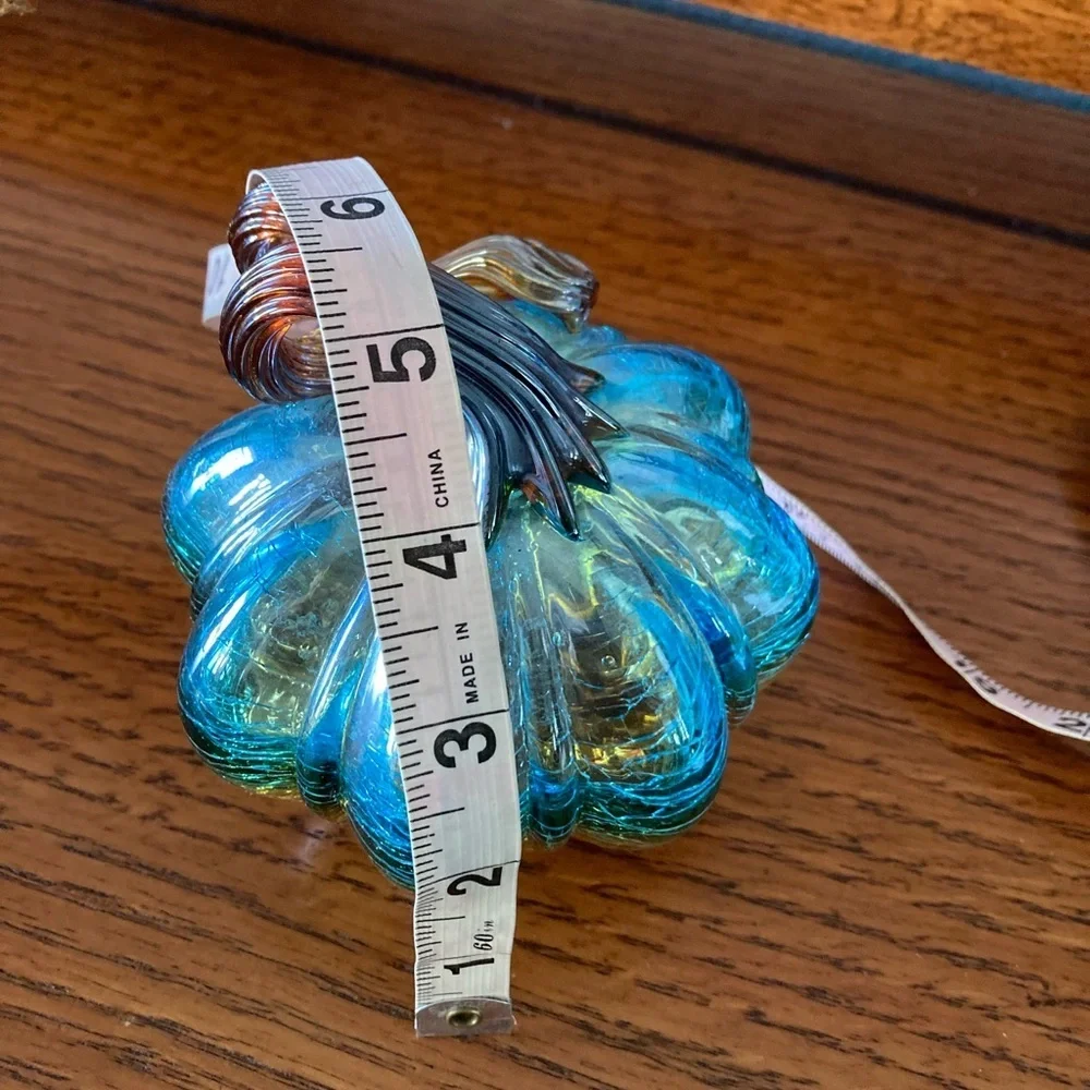 Art Glass Pumpkin Pier One hand blown Thanksgiving 5 1/2”